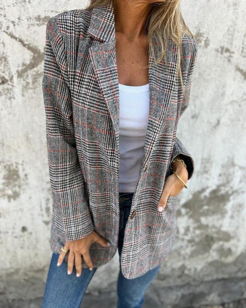 Elaina - Blazer à Carreaux Elégant Pour l'hiver