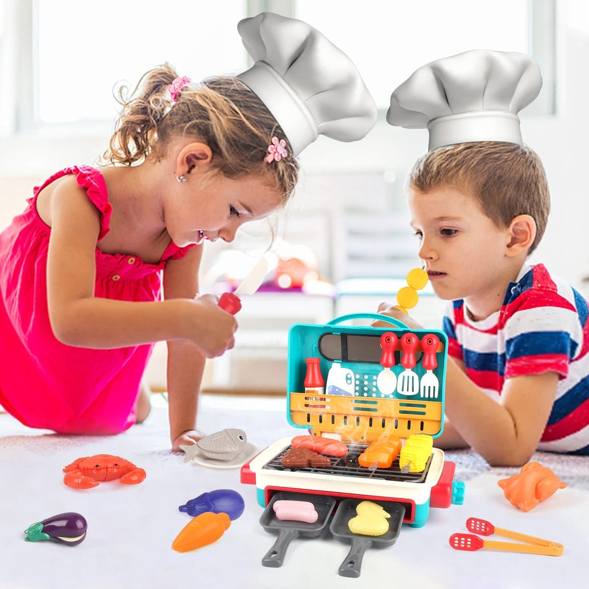 GrillSplash - Ensemble de Barbecue Simulé Pour Enfants Avec Lumière D'arrosage